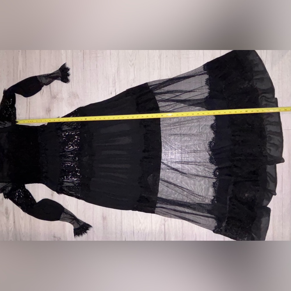 For Love & Lemons Bohemian Long Sleeve Sheer with Lace Maxi Dress Size Small - Picture 9 of 9